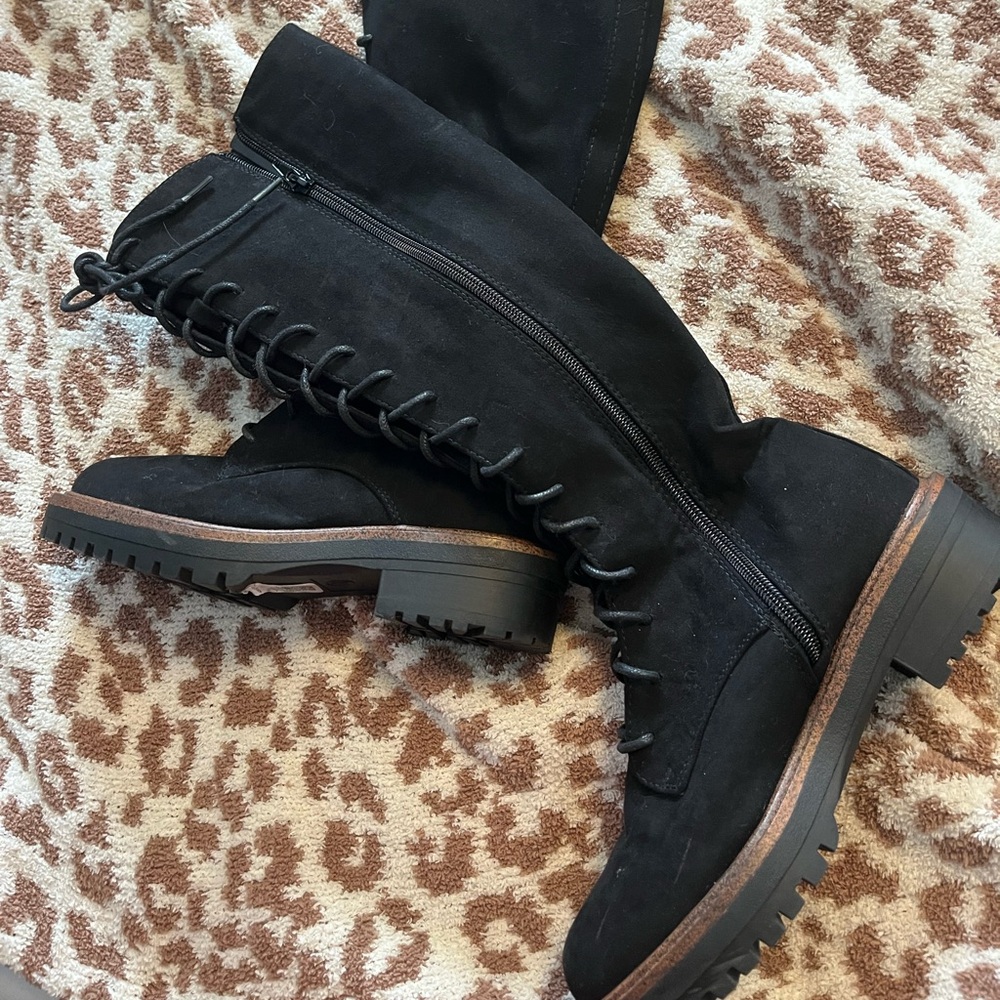 Black suede lace up boots